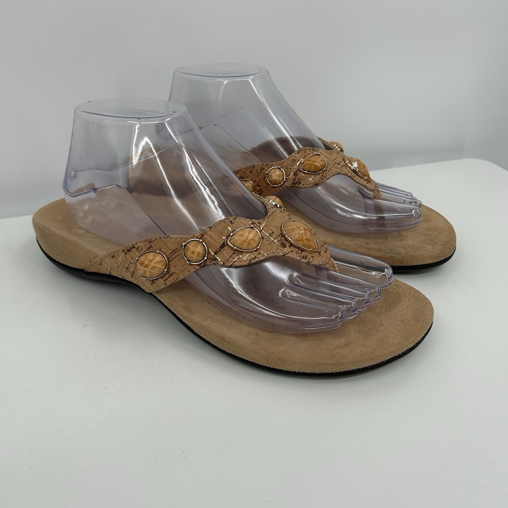 Vionic Womens Eve II Thong Sandals Size 9 Cork Comfort Casual Classic Coastal